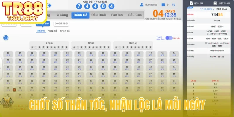 Chốt số thần tốc, nhận lộc lá mỗi ngày