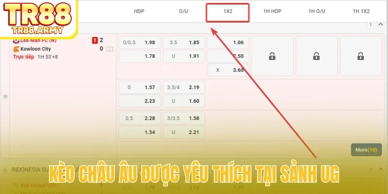 Kèo châu Âu được yêu thích tại sảnh UG