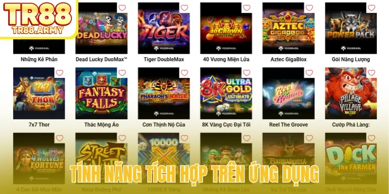 Tính năng tích hợp trên ứng dụng